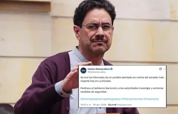 Centro Democrático alertó sobre las amenazas en contra de Iván Cepeda a través de su cuenta de X. Fotos: Colprensa y @CeDemocratico