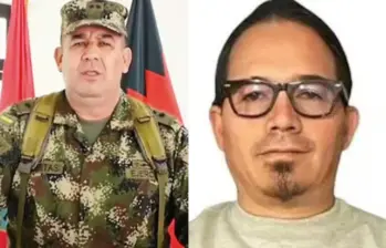 A la izquierda, general Miguel Huertas. A la derecha, Wilmar Mejía, funcionario de inteligencia. FOTO: REDES SOCIALES.