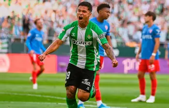 El futbolista colombiano Juan Camilo Hernández, de 27 años, suma 15 goles del Real Betis. Foto: tomada del x de @RealBetis