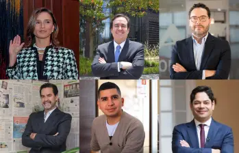 Arriba, de izquierda a derecha: María Consuelo Araújo Castro (CCI); Nicolás Botero-Páramo Gaviria (Confecámaras); Andrés Velasco (Asofondos). Abajo, de izquierda a derecha:Frank Pearl (ACP); Jonatan Malagón (Asobancaria); Guillermo Herrera (Camacol).
