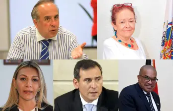 Arriba, de izquierda a derecha: Guillermo Reyes; Vilma Rocío Velásquez Uribe, Haití. Abajo: Yennifer Parra Moscoso, Turquía; Juan Manuel Corzo, embajador en Paraguay, y William Sidney Bush, embajador en Trinidad y Tobago. Foto: Colprensa y redes sociales