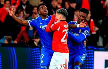 El futbolista brasieño Vinícius Júnior tuvo un enfrentamiento con el argentino Gianluca Prestianni en el partido Real Madrid-Benfica. Foto: Getty