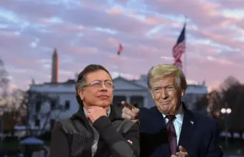 Uno de los retos para que se pueda dar la reunión entre Gustavo Petro y Donald Trump en la Casa Blanca es resolver la revocación de visa que el Departamento de Estado aplicó sobre el mandatario colombiano, además de su inclusión en la lista OFAC. Fotos: Getty Images, AFP y Colprensa. 
