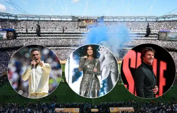 Robbie Williams, Laura Pausini y Tom Cruise encabezan el cartel de artistas que harán parte de la ceremonia de clausura del Mundial 2026. Fotos: Fifa, Getty Images y @laurapausini