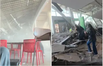 El fuerte movimiento telúrico de magnitud 7.4 registrado este lunes 10 de agosto dejó imágenes del colapso parcial en el Aeropuerto Internacional Matecaña de Pereira. FOTO: Captura de video de redes sociales @soy_gallego
