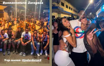 El futbolista colombiano Jhon Jáder Durán compartió la navidad con las personas del barrio donde creció en Zaragoza, Antioquia. Fotos: capturas de pantalla redes sociales