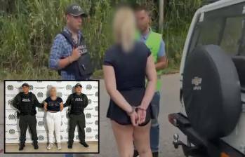 La detención de la mujer fue realizada por miembros del grupo GAULA Antioquia en una de las vías del municipio. FOTO: Cortesía