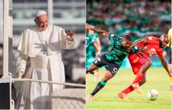 El papa Francisco en su llegada a Colombia “predijo” una final entre Nacional y América de Cali. FOTO: EL COLOMBIANO Y ESNEYDER GUTIÉRREZ