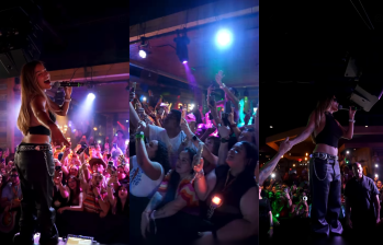 Micrófono en mano, la paisa cantó con sus fans en PBR Texas, un bar del complejo Texas Live!. FOTO: Captura de video Instagram @daikygamboa