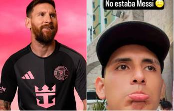 Así quedó el rostro de uno de los fanáticos que quedaron con decepción, bronca y tristeza, después de no conocer a Lionel Messi en el evento. FOTO: INTER DE MIAMI Y CAPTURA REDES SOCIALES