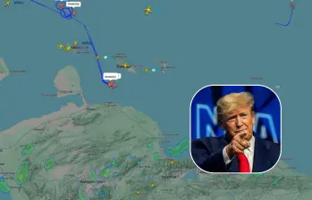 Aviones militares estadounidenses sobrevolaron entre Venezuela y Curazao, según Flightradar24. FOTOS GETTY-Captura de pantalla 