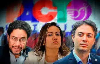El senador Iván Cepeda, la exministra de Salud, Carolina Corcho y el exalcalde Daniel Quintero. Foto EL COLOMBIANO