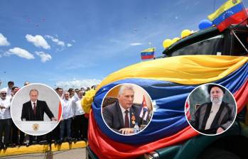 Vladimir Putin, Miguel Díaz-Canel y el presidente iraní, Masoud Pezeshkian. Fotos: AFP, Colprensa, Europa Press