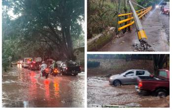 El aguacero ha estado acompañado de una fuerte ventisca y rayos sonoros. FOTO: EL COLOMBIANO