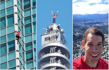 Honnold es la primera persona en escalar el Taipéi 101 sin cuerda, arnés ni red de seguridad, pero no el primer en escalar el edificio. FOTO: Tomada de redes sociales @alexhonnold, Netflix y AFP