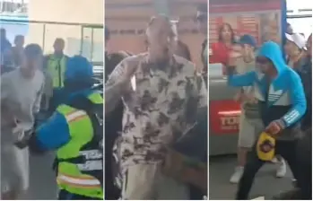 Momento en que unos sujetos, al otro lado de los torniquetes de la estación Portal 20 de Julio de TransMilenio, portan armas blancas para atacar a los de seguridad. FOTO: Captura video de redes sociales @ColombiaOscura