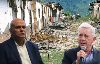 Exjefe paramilitar Salvatore Mancuso y el expresidente Álvaro Uribe. Foto: Colprensa