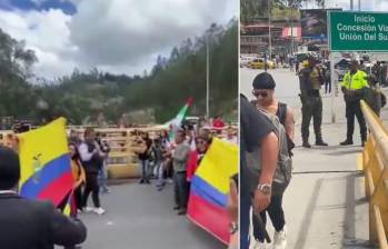 Transportadores de Ecuador y Colombia se unieron para protestar por los aranceles del 30 % entre ambos países. FOTOS: Capturas de video 