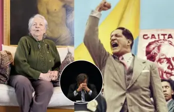Gloria Gaitán Jaramillo, hija de Jorge Eliécer Gaitán, buscó hablar con Gustavo Petro para tener respuesta sobre el motivo por el cual el Gobierno Nacional permitió que el Clan del Golfo pudiera autodenominarse Ejército Gaitanista. Fotos: Captura de video, Colprensa y AFP