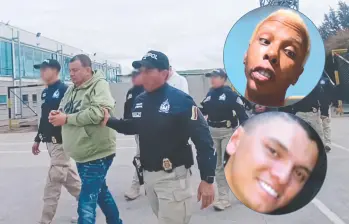 Luis Frank Tello Candelo, alias “el Negro Frank”, encabezó la última fila de los nueve extraditados hacia Estados Unidos. Arriba: Jorge Herrera (DJ Regio Clown). Abajo: Juan Pablo Leal Velásquez, conocido como “Pablito Tuci”. FOTO cortesía de la policía y redes sociales