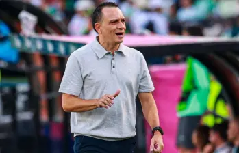 Alejandro Restrepo habló tras la derrota del DIM en su visita a Pasto. El equipo regresa a Medellín para preparar su segunda salida, como visitante ante Deportivo Cali, en la segunda fecha de la Liga Betplay. FOTO MANUEL SALDARRIAGA