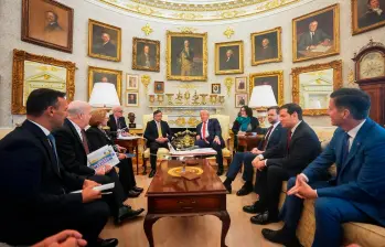 Reunión de Gustavo Petro y Donald Trump en la Casa Blanca en Estados Unidos el 3 de febrero. FOTO PRESIDENCIA