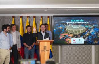 El alcalde Federico Gutiérrez presentó la alianza con La Liga para asesorar toda la modernización del estadio Atanasio Girardot. FOTO: CORTESÍA ALCALDÍA DE MEDELLÍN