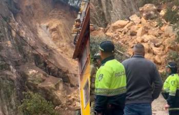 Un deslizamiento de tierra se presentó en Bogotá durante la mañana del miércoles, dejando una vivienda sepultada. Fotos: Bomberos de Bogotá