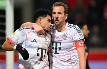 El futbolista colombiano Luis Díaz ha sido uno de los “socios” de Harry Kane durante esta temporada. Foto: tomada del x del Bayern Múnich