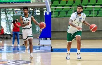 Los norteamericanos Brandon Weatherspoon y Eric Crawford ya trabajan con Paisas con miras a la Basketball Champions League Americas (BCL). FOTOs camilo suárez y manuel saldarriaga