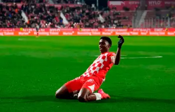 El volante colombiano Yáser Asprilla, de 21 años, es una de las figuras del Girona de España. FOTO: GETTY