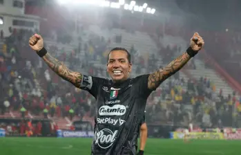 Dayro Moreno está a punto de lograr un nuevo récord como goleador de la Copa Sudamericana, tiene 10 tantos y si marca en Palogrande ante Independiente del Valle alcanzará a Eduardo Vargas. FOTO AFP