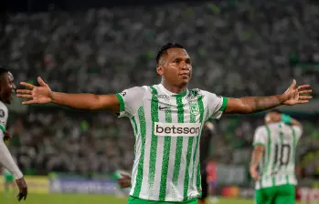 El delantero de Atlético Nacional, Alfredo Morelos, suma ocho celebraciones en el torneo Apertura de la Liga. FOTO: JUAN ANTONIO SÁNCHEZ 