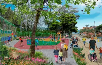 Este render muestra el aspecto que tomarán algunos de los parques que serán intervenidos. IMAGEN CORTESÍA ALCALDÍA