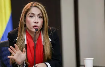 Catherine Juvinao en una rueda de prensa. FOTO: COLPRENSA