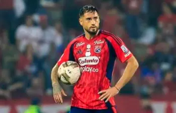 El delantero del DIM, Francisco Fydriszewski no podrá jugar el domingo, cuando el Poderoso reciba en el Atanasio Girardot a Alianza. FOTO CAMILO SUÁREZ 