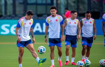 En la imagen aparecen James Rodríguez, Luis Díaz, Juan Fernando Quintero y Jaminton Campaz. FOTO JUAN ANTONIO SÁNCHEZ