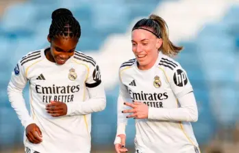 Linda Caicedo celebra su gol ante Sevilla, por la Liga Femenina, en la undécima victoria del Real Madrid, en la temporada. FOTO TOMADA X @realmadridfem