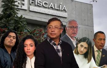 De izquierda a derecha: Nicolás Petro, Juliana Guerrero, el expresidente Gustavo Petro, Guillermo Jaramillo, Laura Sarabia y Ricardo Roa, todos implicados en investigaciones y denuncias. FOTO: Colprensa