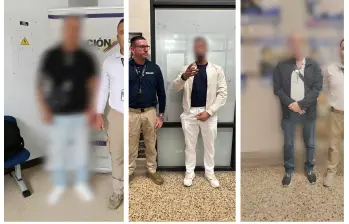 Los tres extranjeros que fueron sacados del país por parte de agentes de Migración Colombia. FOTO: Cortesía