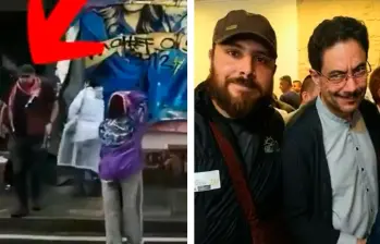 El sujeto que se ve en videos vandalizando la sede de la candidata uribista tiene fotos con líderes del petrismo. FOTO CAPTURA DE VIDEO