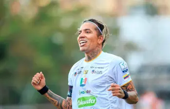 Dayro Moreno marca para el Once Caldas en su visita a Independiente del Valle, por los cuartos de final de la Copa Sudamericana. FOTO CAMILO SUÁREZ 