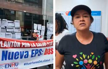 Plantón en Bogotá por pacientes con enfermedades huérfanas y una mujer reclama entrega de medicamentos en Tuluá (Valle). FOTO CAPTURA DE VIDEO
