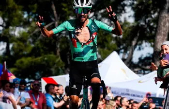 Iván Ramiro Sosa conquistó este martes en Turquía su victoria 18 como ciclista profesional. FOTO X-Equipo Kern Pharma