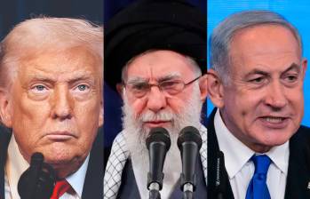 El presidente Donal Trump, el ayatola Alí Jameneí; y el primer ministro israelí, Benjamín Netanyahu. FOTO AFP