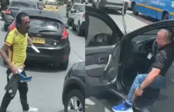 El enfrentamiento ocurrió en una transitada vía de Bogotá y quedó captado en video. Imagen: Captura de video, redes sociales. 