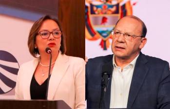 Mónica Higuera, exdirectora de la URF, y Germán Ávila, ministro de Hacienda. FOTO URF Y COLPRENSA. 