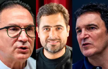 De izquierda a derecha: Juan Carlos Mora, CEO de Grupo Cibest; Tomas Ríos, director de OnGoing; Juan Esteban Calle, presidente de Grupo Argos. 
