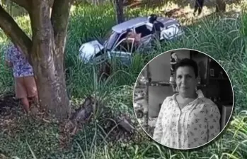 María Elsy Tobón Arango (en el círculo) fue embestida por el vehículo. Fotos: cortesía.