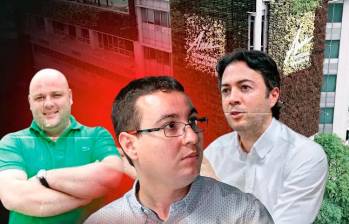 Juan David Palacio (centro), el exdirector del Área ya fue imputado por hechos que involucran presunta corrupción en la cual estaría también involucrado Miguel Quintero (izq.), el hermano del exalcalde Daniel Quintero. FOTOS: EL COLOMBIANO